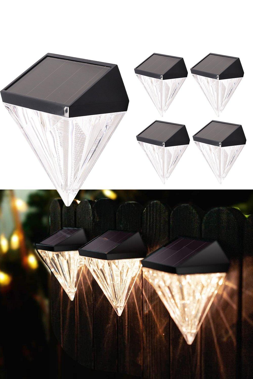 Outdoor Diamond Solar LED Wall Light Set of 4