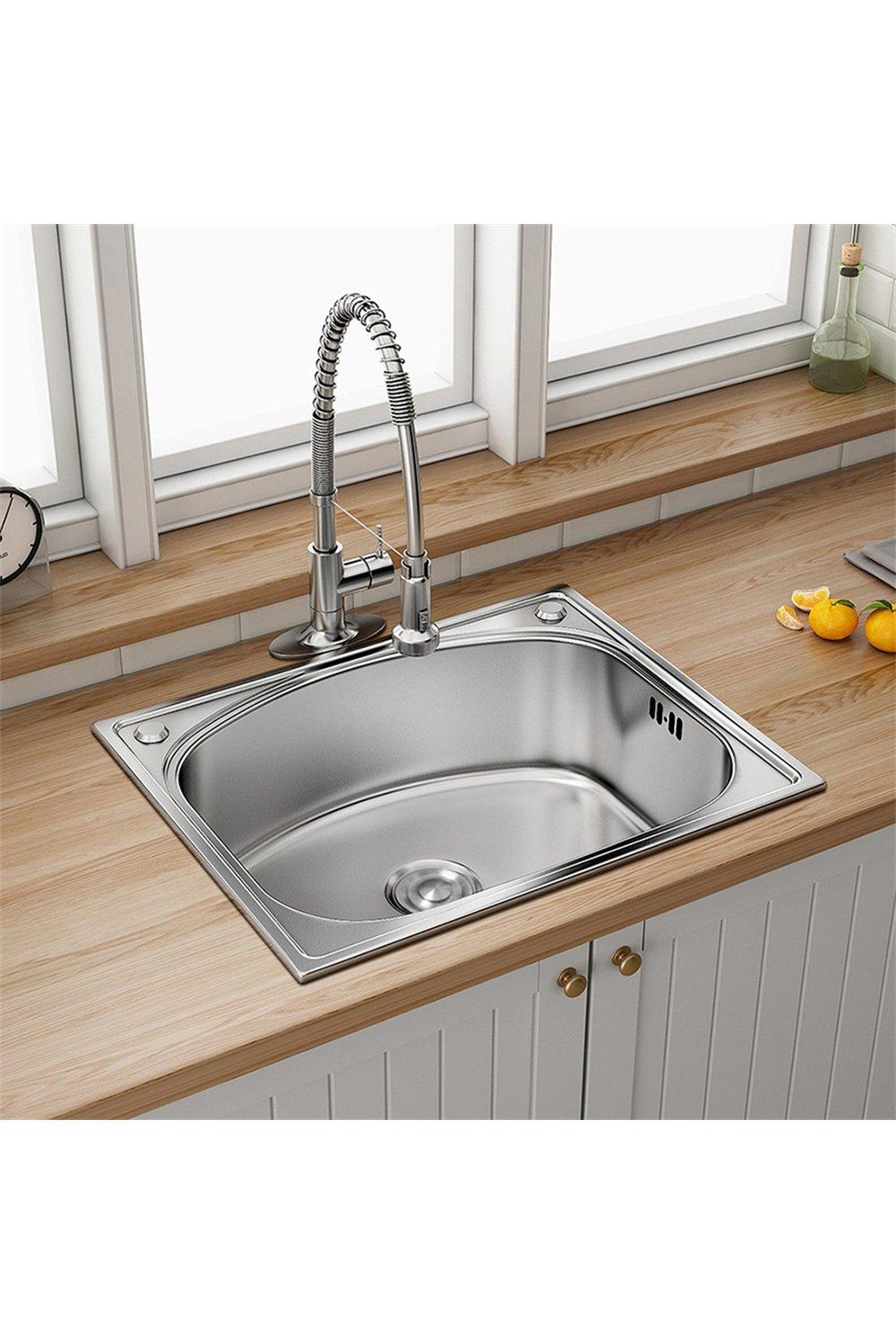 Single Bowl Stainless Steel Drop-In Kitchen Sink