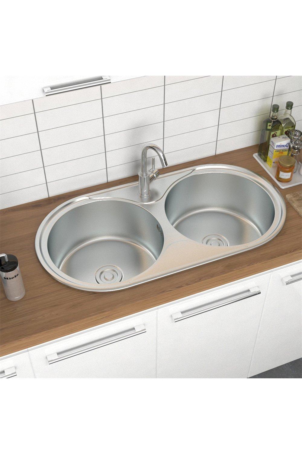 2 Bowl Stainless Steel Drop-In Kitchen Sink