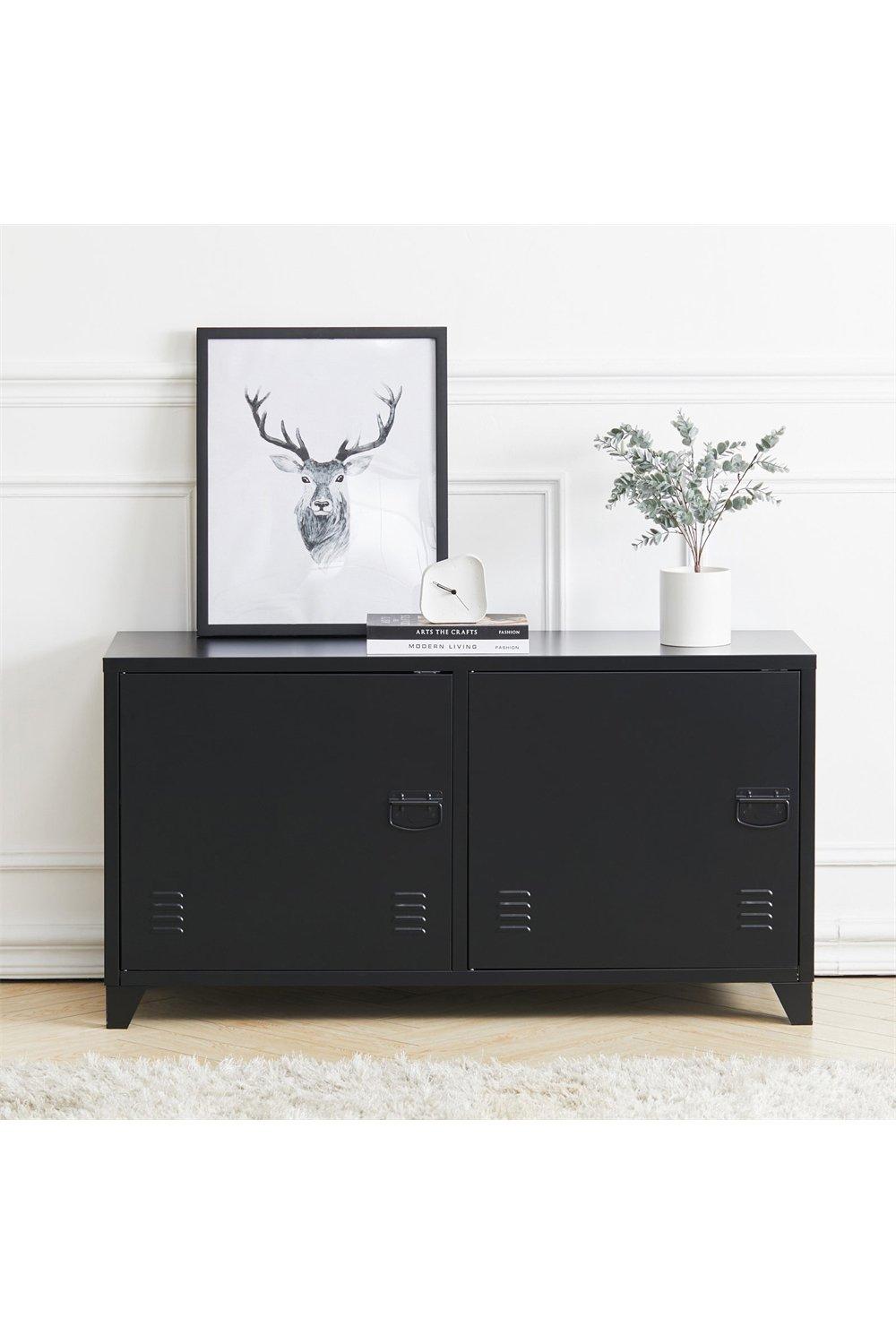 Industrial Style Metal File Cabinet with 2 Doors TV Stand Storage Cabinet