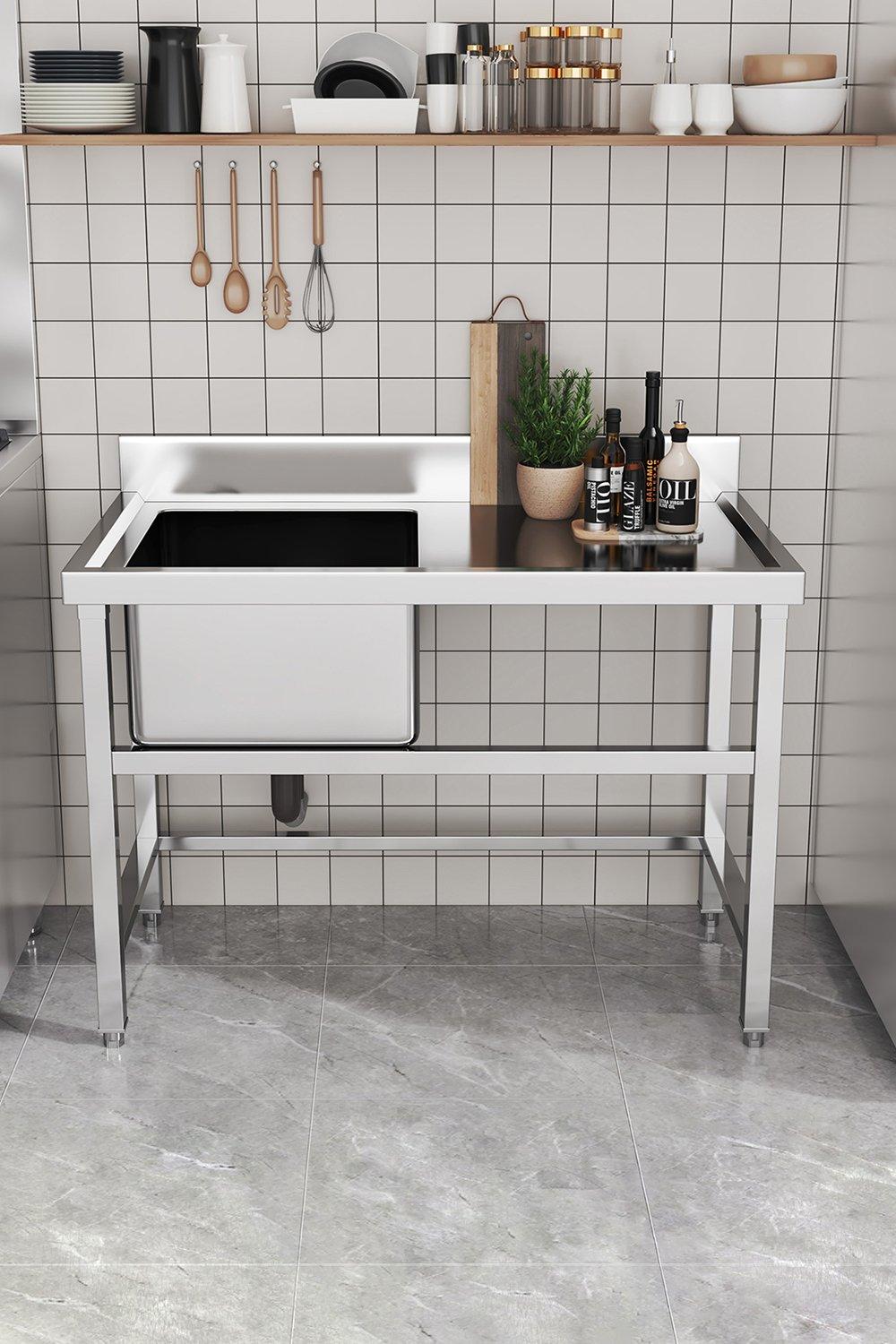 One Compartment Commercial Sink with Right Drainboard