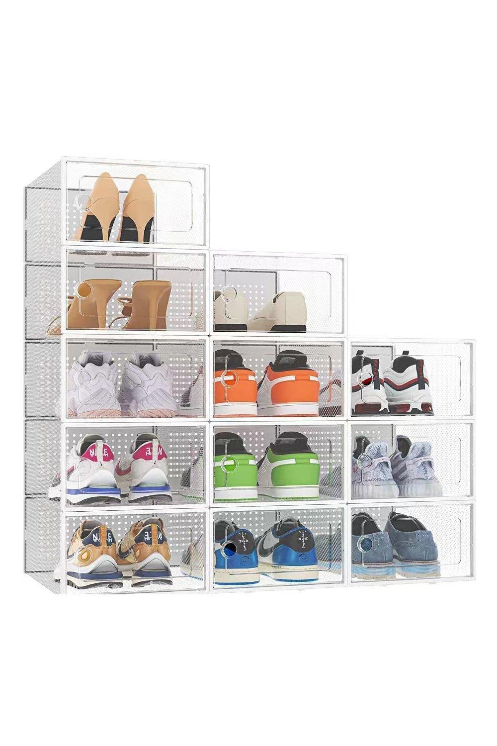 12x Stackable Shoe Storage Box Organiser
