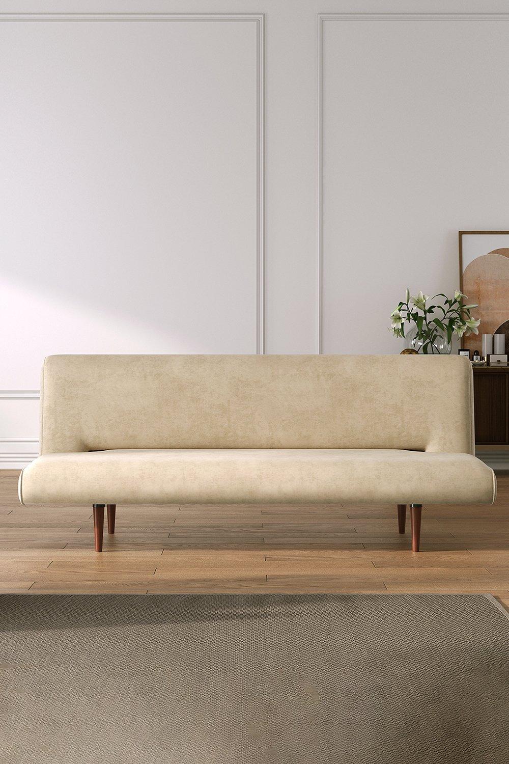 3 Seater Upholstered Sofa Bed with Wood Legs