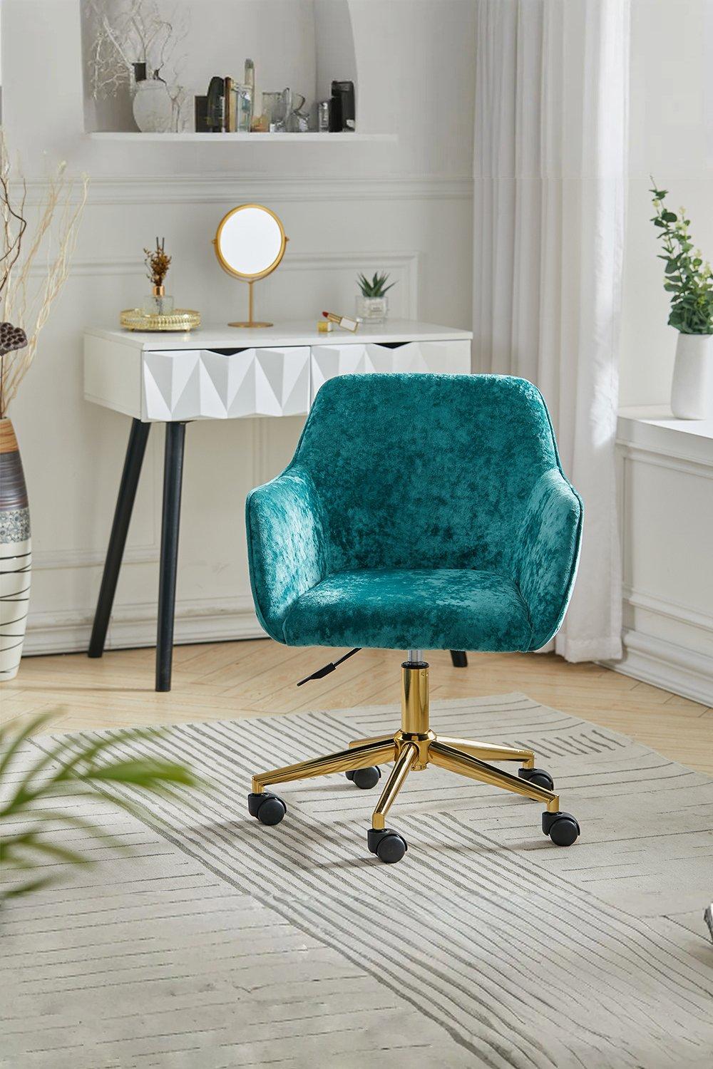 Velvet Upholstered Swivel Vanity Chair