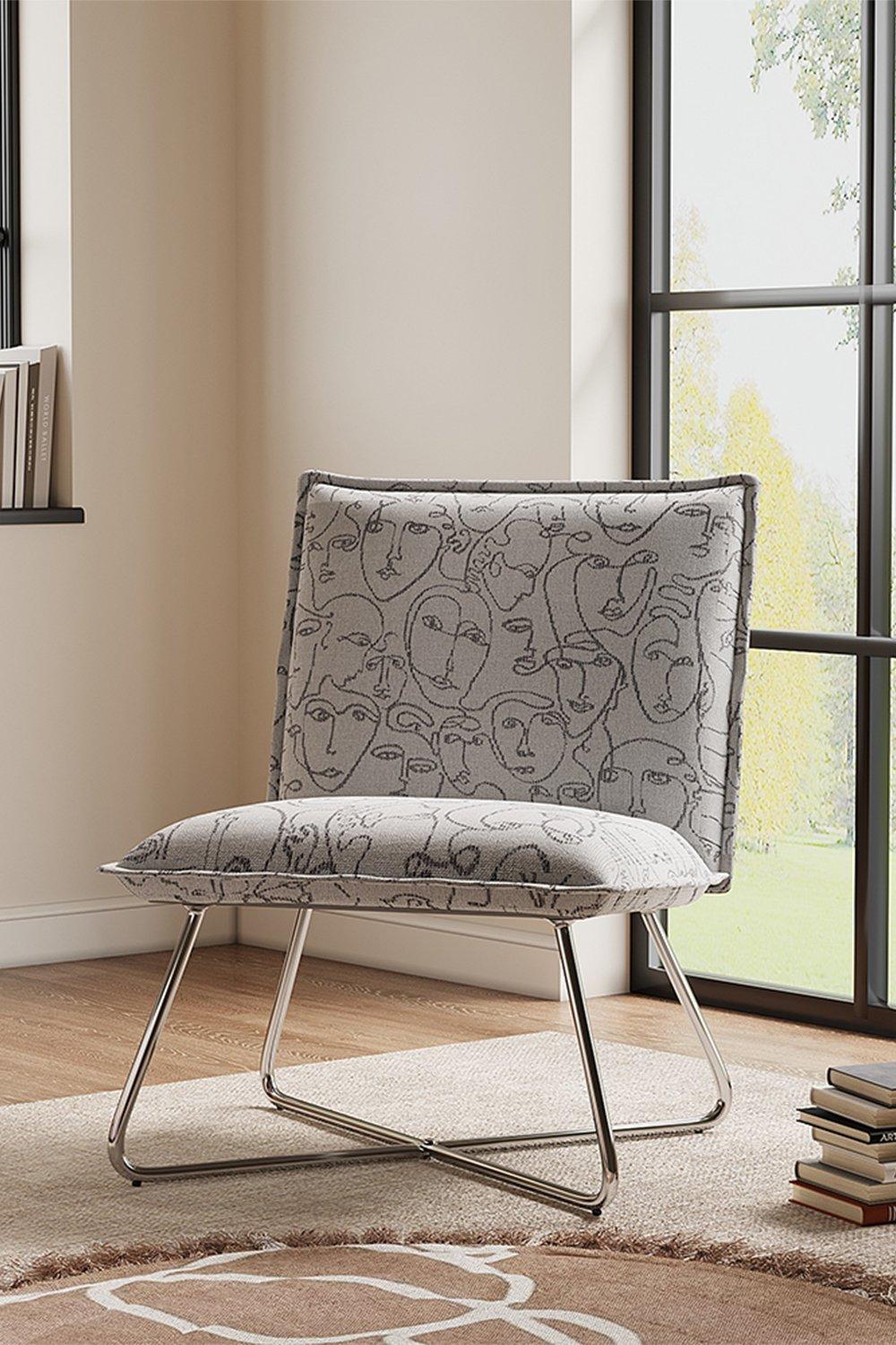 Modern Linen Accent Chair with Metal Leg