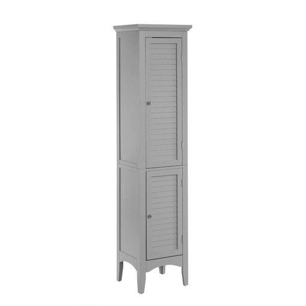 Glancy Wooden Linen Tower Tall Bathroom Cabinet Grey With Storage