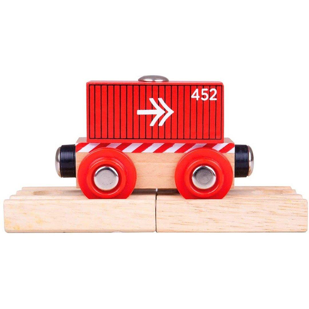 Rail Wooden Container Wagon (Red)