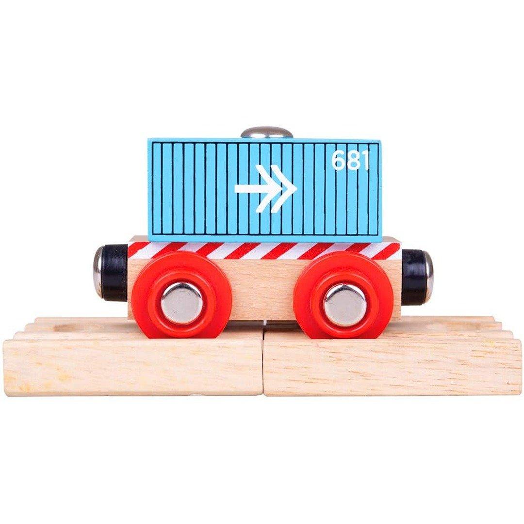 Rail Wooden Container Wagon (Blue)
