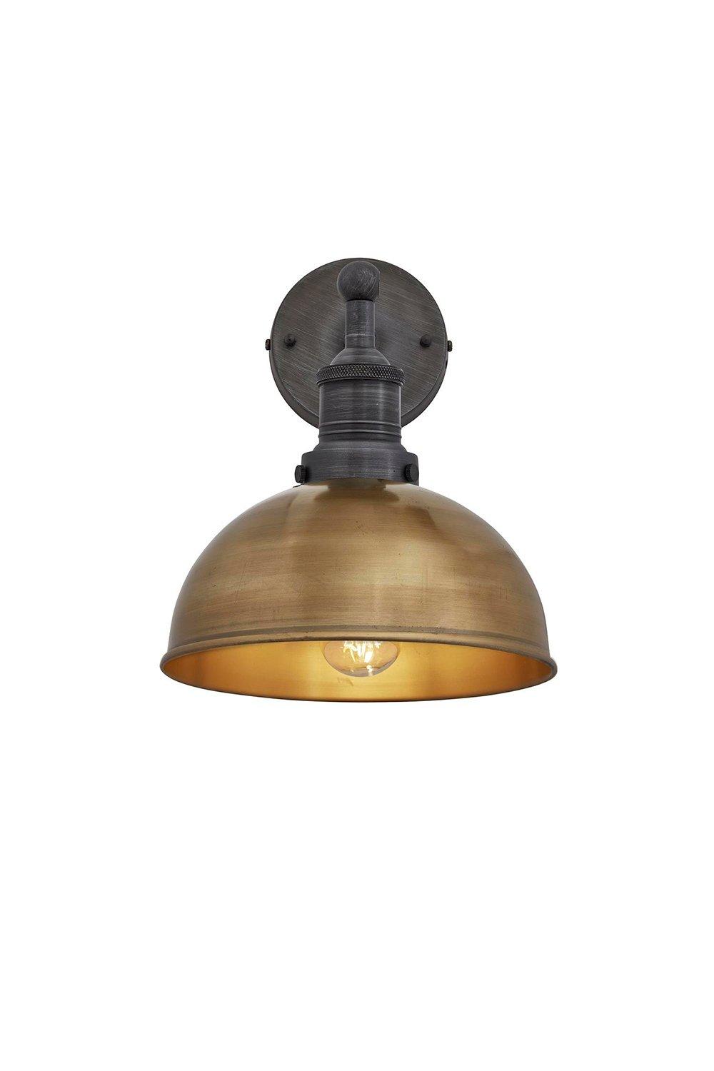 Brooklyn Dome Wall Light, 8 Inch, Brass, Pewter Holder