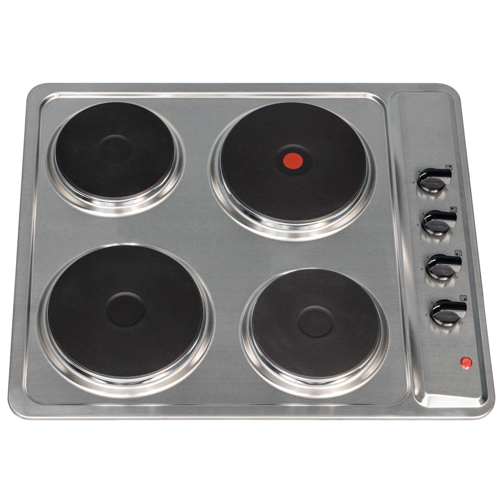 60cm Stainless Steel Solid Plate 4 Zone Electric Easy Clean Hob PHP601SS
