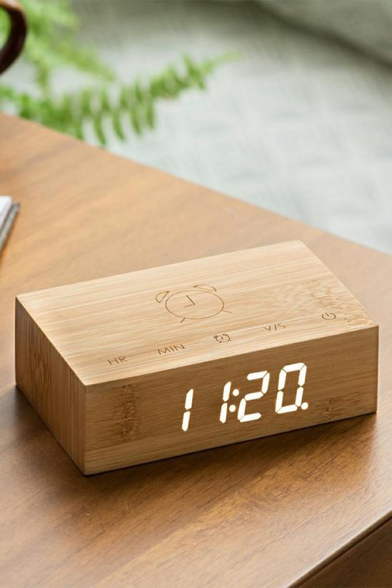 Gingko Design Flip Click Clock with LED Display & Alarm Natural Bamboo Wood 3