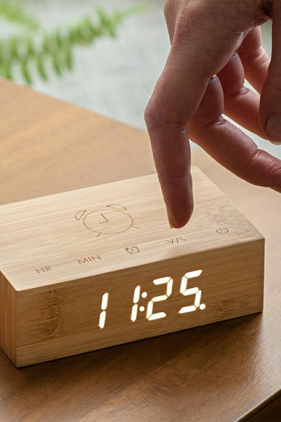 Gingko Design Flip Click Clock with LED Display & Alarm Natural Bamboo Wood 6