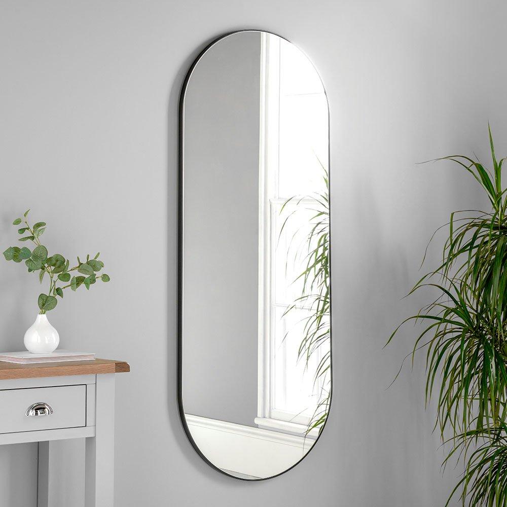Large Full Length Black Curved Mirror 150x60cm