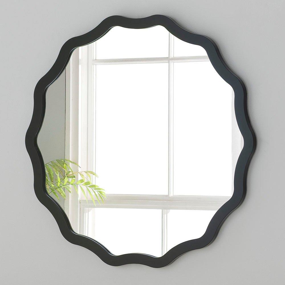 Black Ripple Framed Circular Wall Mirror 60x60cm