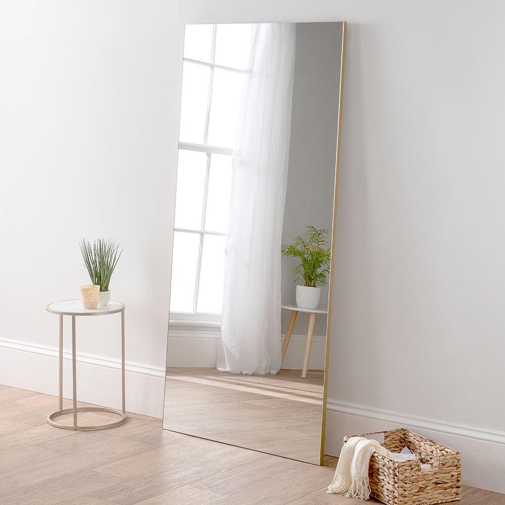 Simple Full Length Frameless Mirror Gold 170x60cm