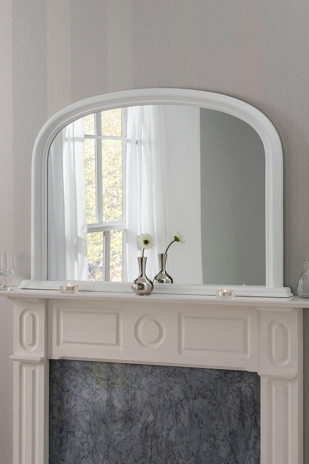 Contemporary Overmantle Mirror White 112(w)x77cm(h)