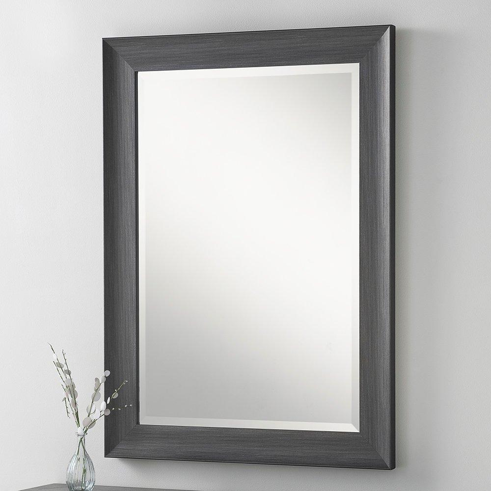 Charcoal Grey Scooped Framed Mirror 76x61cm