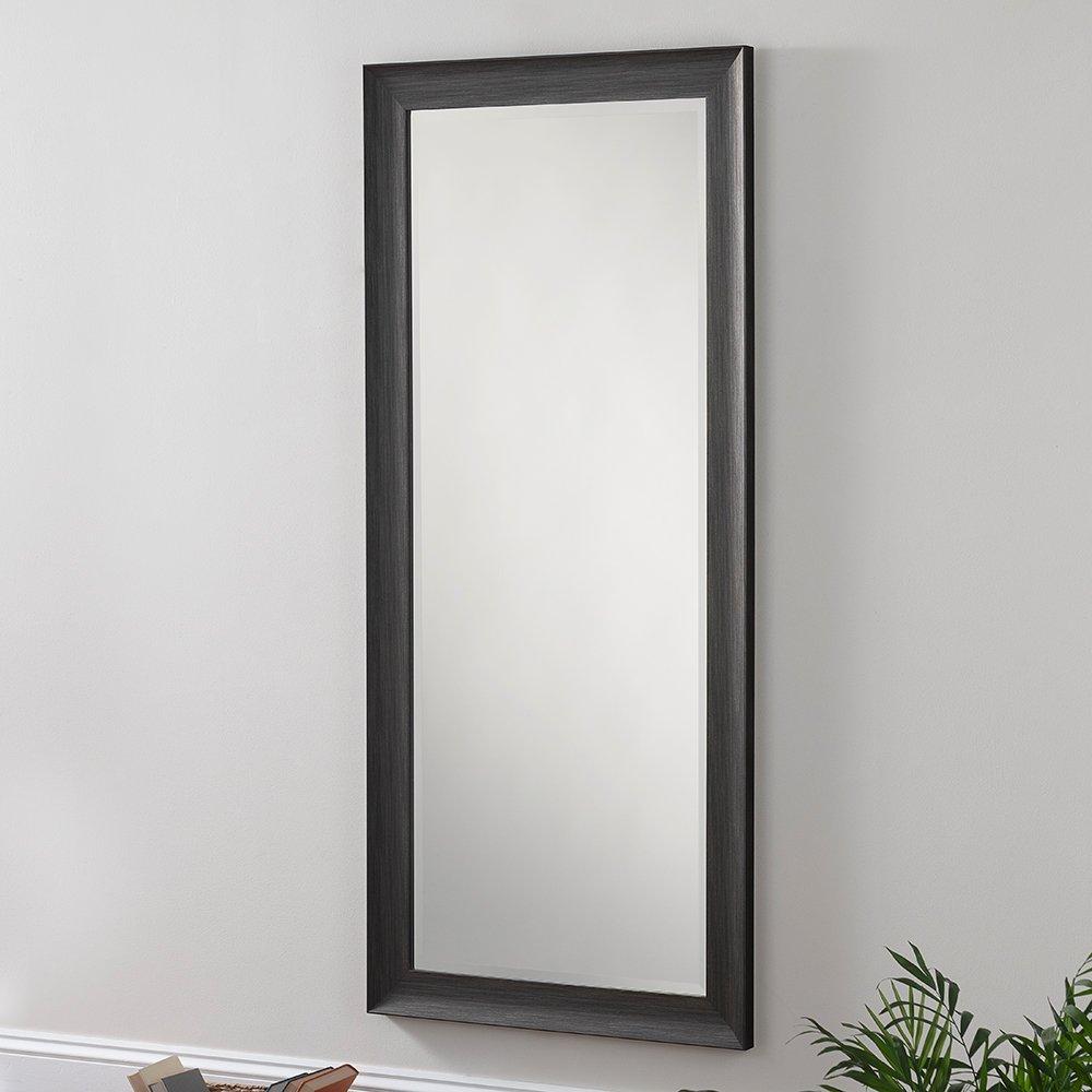 Charcoal Grey Scooped Framed Mirror 168x76cm