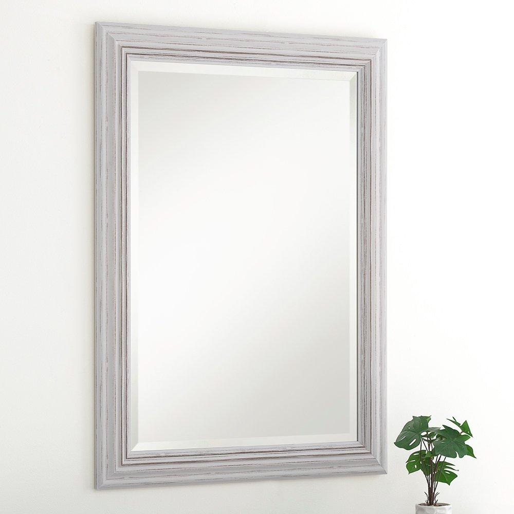 Yearn Distressed White Framed Wall Mirror 76x61cm