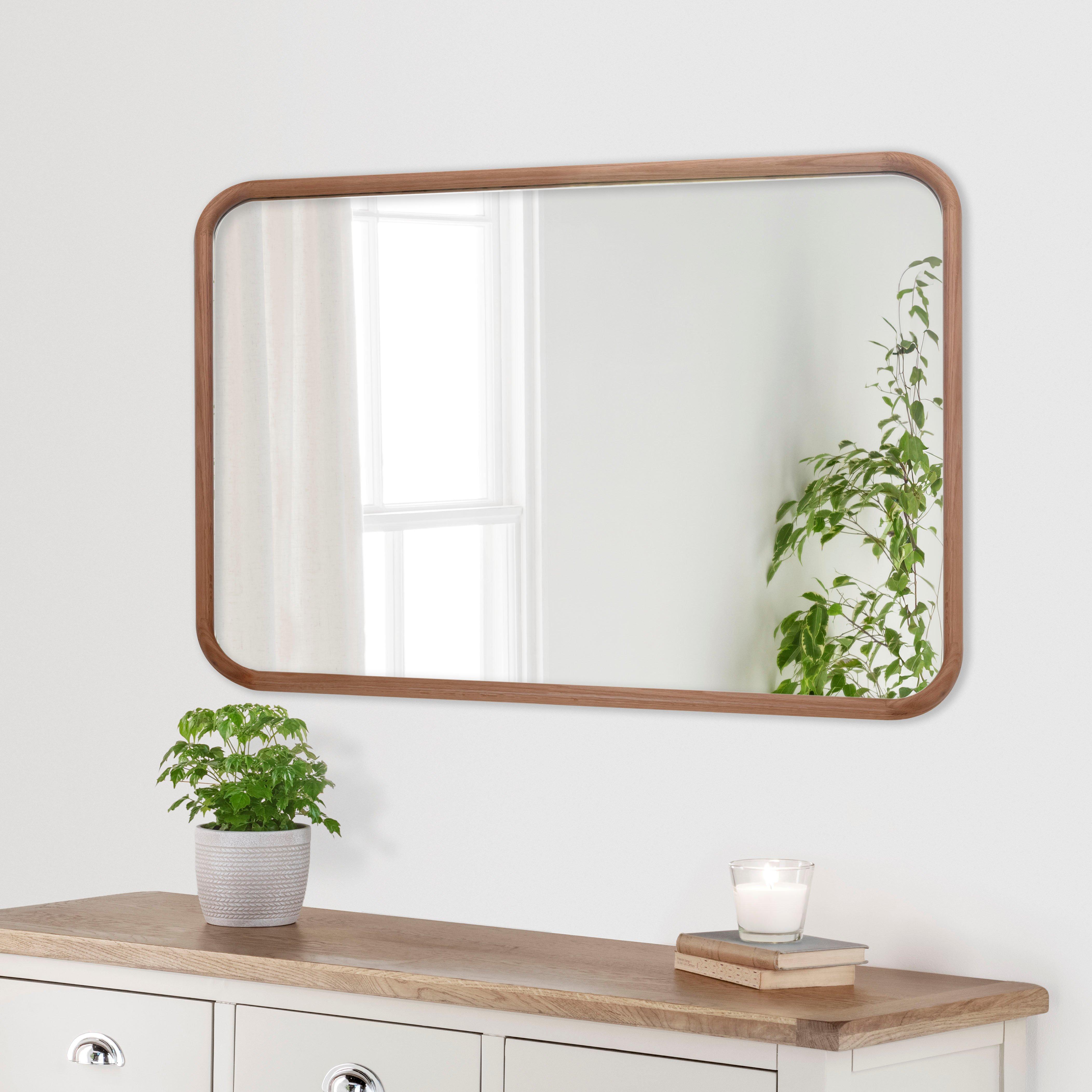 Oak Framed Curved Wall Mirror 120x80cm