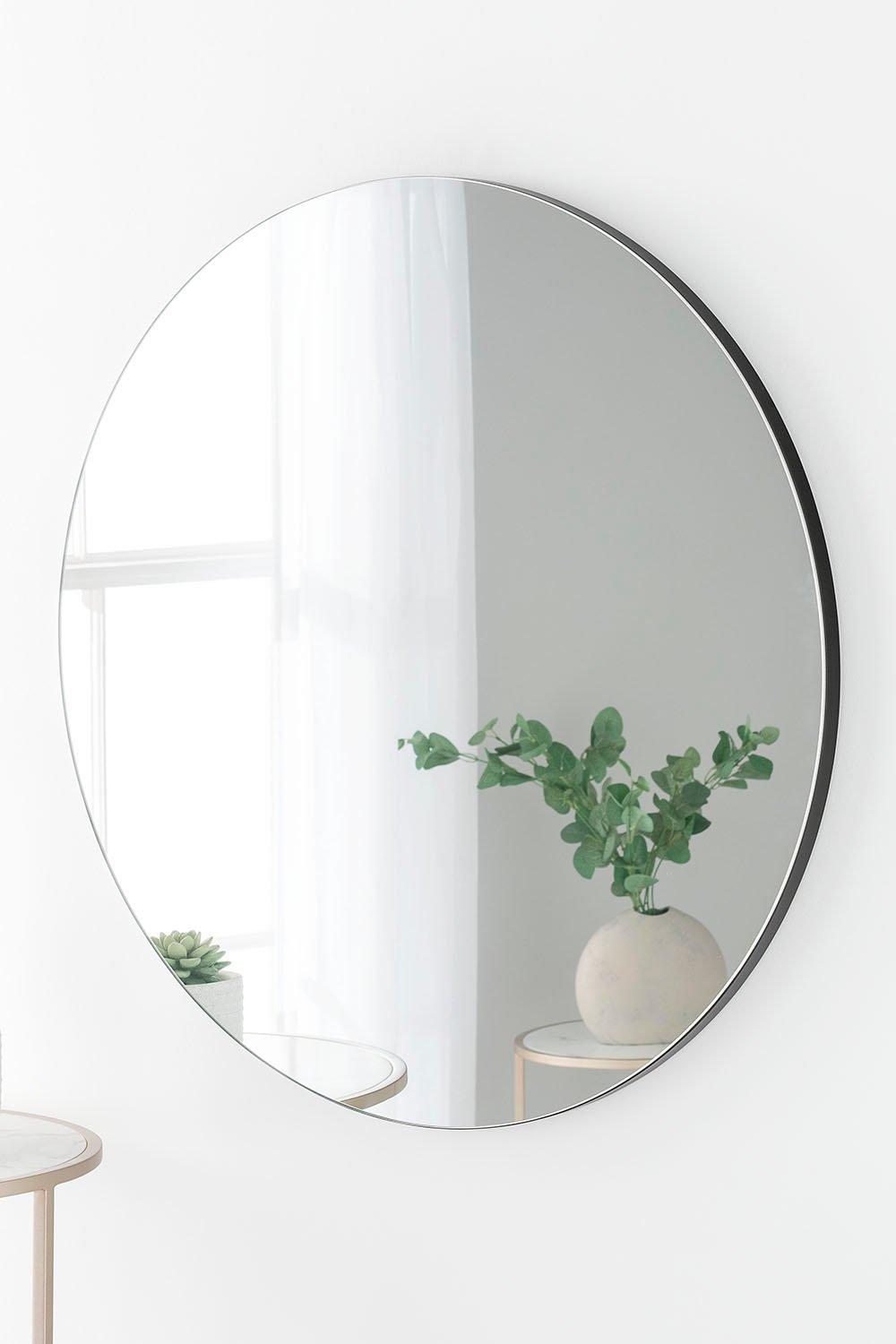 Simple round mirror Black 50cm