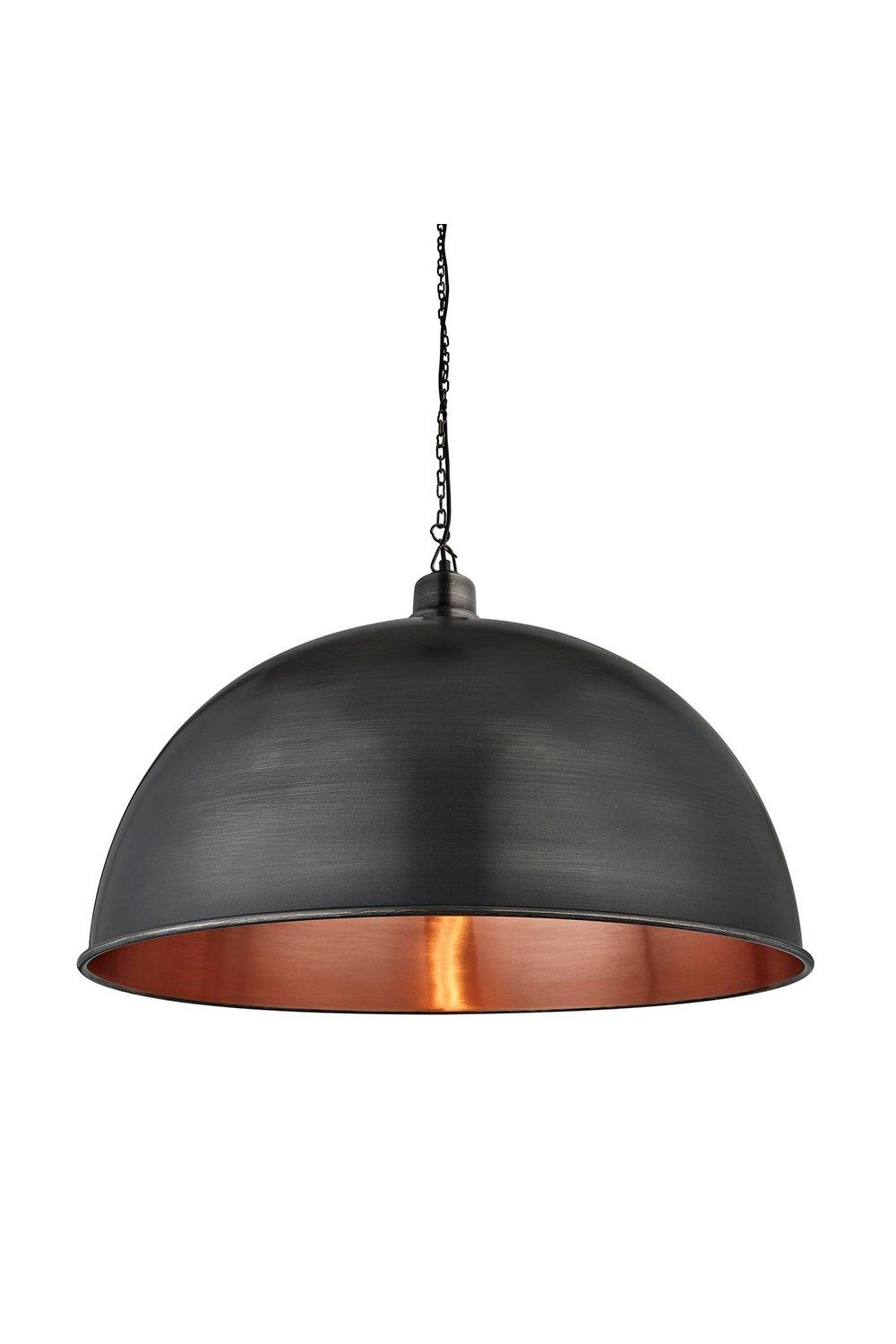 Brooklyn Giant Dome Pendant, 24 Inch, Pewter & Copper, Pewter Chain Holder