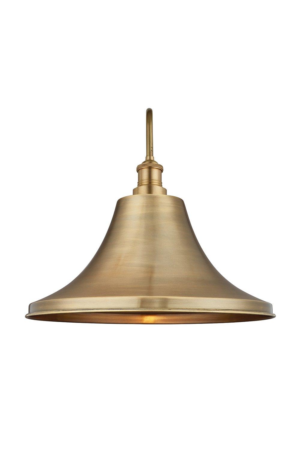 Swan Neck Outdoor & Bathroom Giant Bell Wall Light, 20 Inch, Brass, Brass Holder, Globe Glass