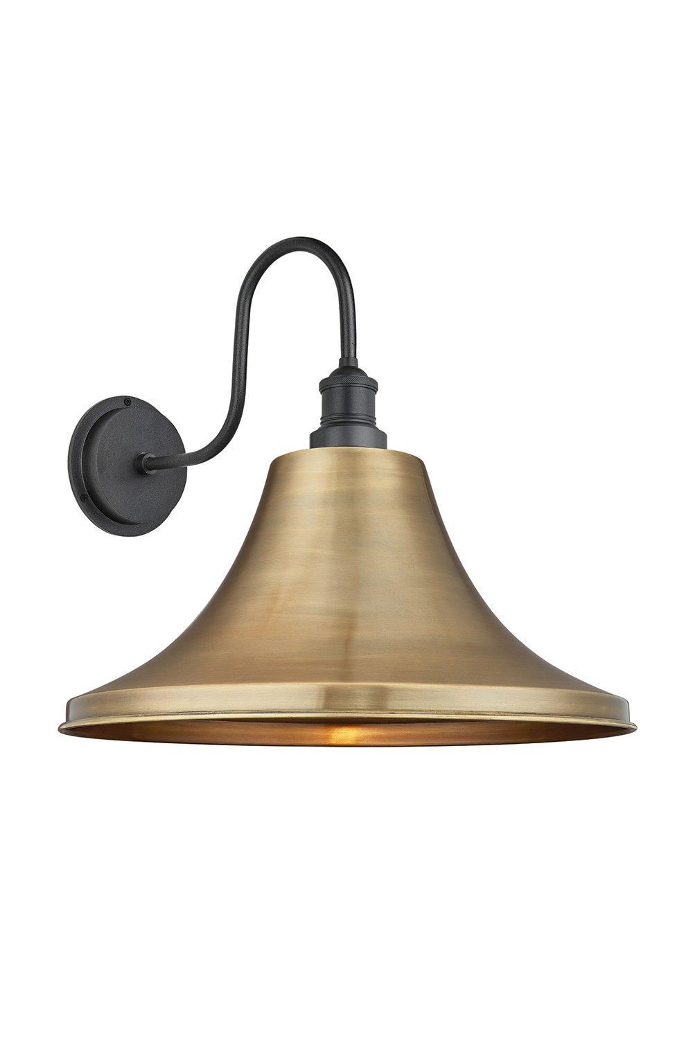 Swan Neck Outdoor & Bathroom Giant Bell Wall Light, 20 Inch, Brass, Pewter Holder, Globe Glass