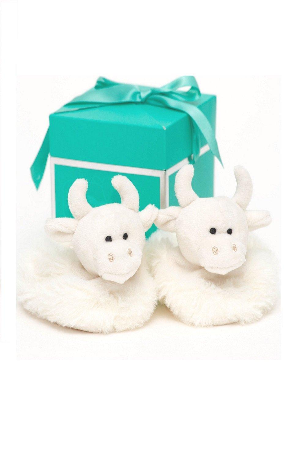 Highland Coo Baby Slippers Cream 0-6 months