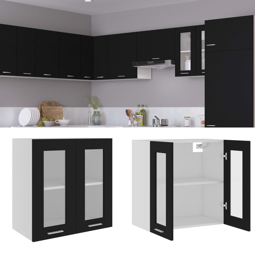 Hanging Glass Cabinet Black  60x31x60 cm Engineered Wood