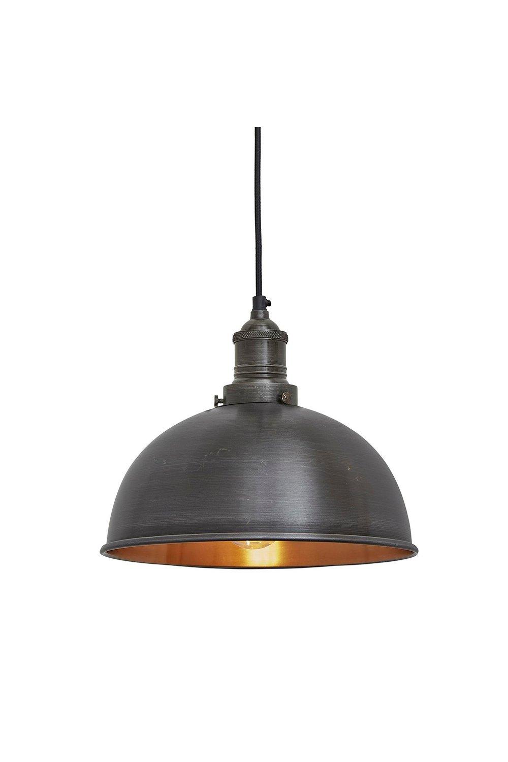 Brooklyn Dome Pendant, 8 Inch, Pewter & Copper, Pewter Holder