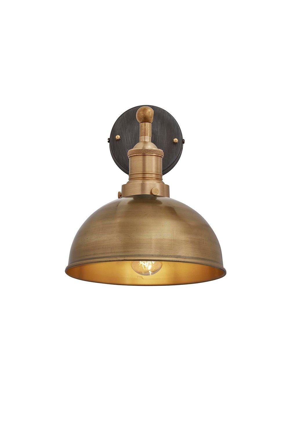 Brooklyn Dome Wall Light, 8 Inch, Brass, Brass Holder