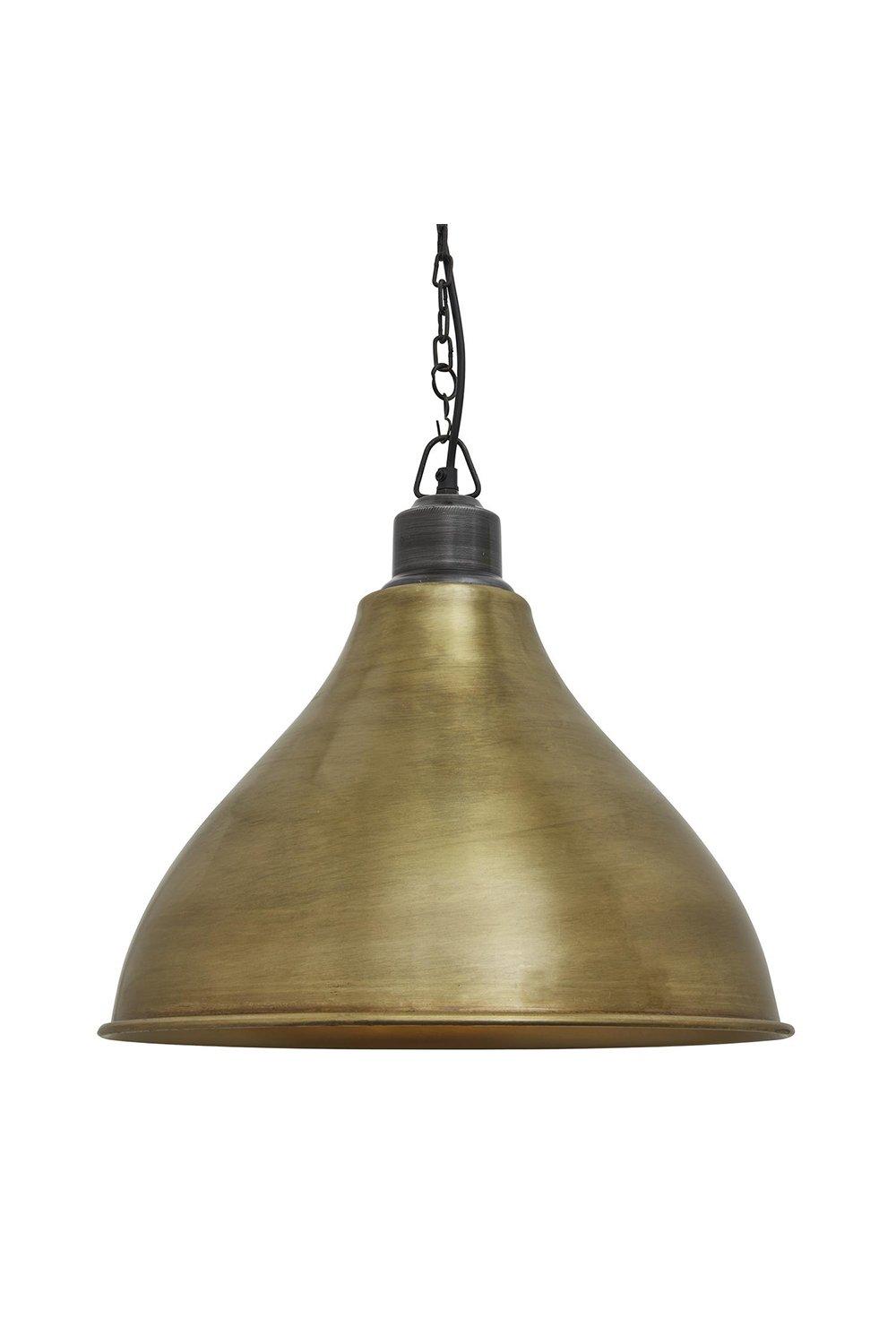 Brooklyn Cone Pendant, 12 Inch, Brass, Pewter Chain Holder