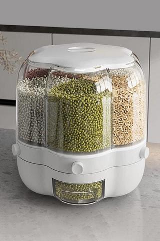 Product 6-Gird Round Cereal Dispenser Organizer for Kitchen White