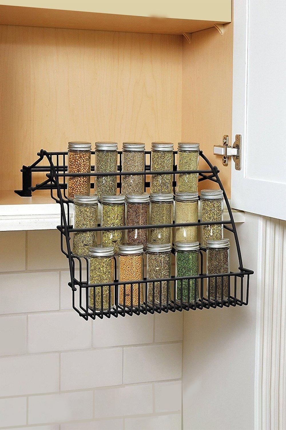 3 Tier Kitchen Pull Down Spice Rack Storage Shelf Organizer for Cabinet
