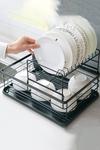 Living and Home Kitchen 2-Tier Metal Dish Drainer Rack Detachable Storage Drip Tray Sink Washing Plates Draining Board thumbnail 2