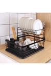 Living and Home Kitchen 2-Tier Metal Dish Drainer Rack Detachable Storage Drip Tray Sink Washing Plates Draining Board thumbnail 3
