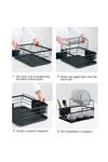 Living and Home Kitchen 2-Tier Metal Dish Drainer Rack Detachable Storage Drip Tray Sink Washing Plates Draining Board thumbnail 5