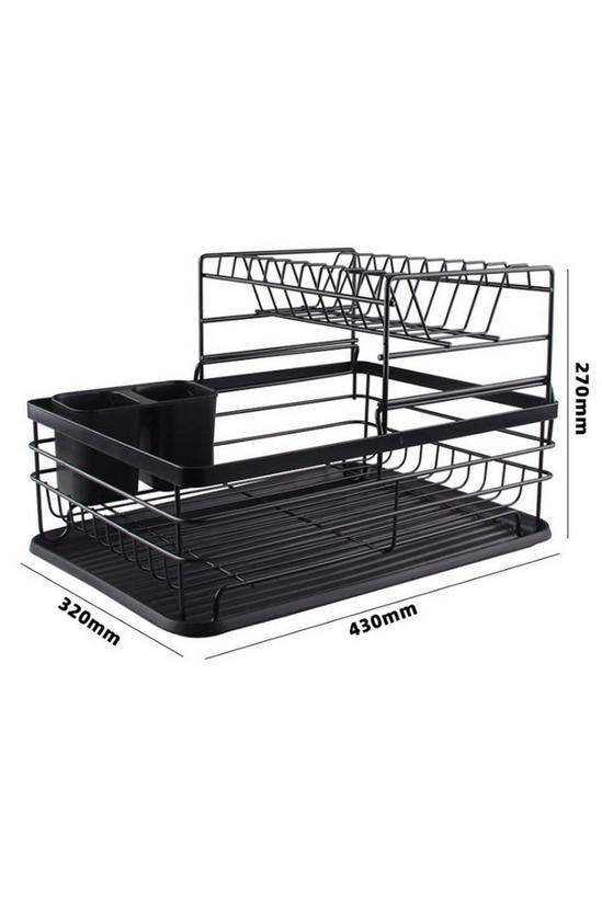 Living and Home Kitchen 2-Tier Metal Dish Drainer Rack Detachable Storage Drip Tray Sink Washing Plates Draining Board 6