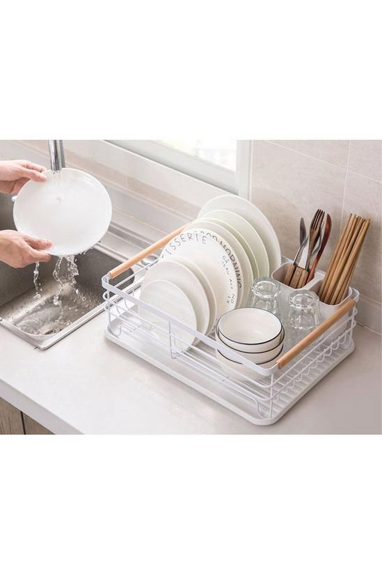 Living and Home Kitchen Metal Dish Drainer Rack Organizer Sink with Removable Drip Tray 2