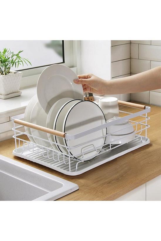 Living and Home Kitchen Metal Dish Drainer Rack Organizer Sink with Removable Drip Tray 5