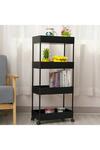 Living and Home 4 Tiers Shelf Trolley Cart Storage Rack Vegetable and Fruit Storage Basket with Wheels for Kitchen Bathroom Black thumbnail 5