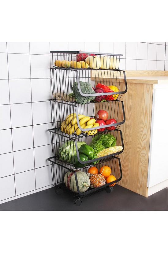 Storage | 4-tier Stackable Removable Rolling Metal Wire Basket Trolley ...