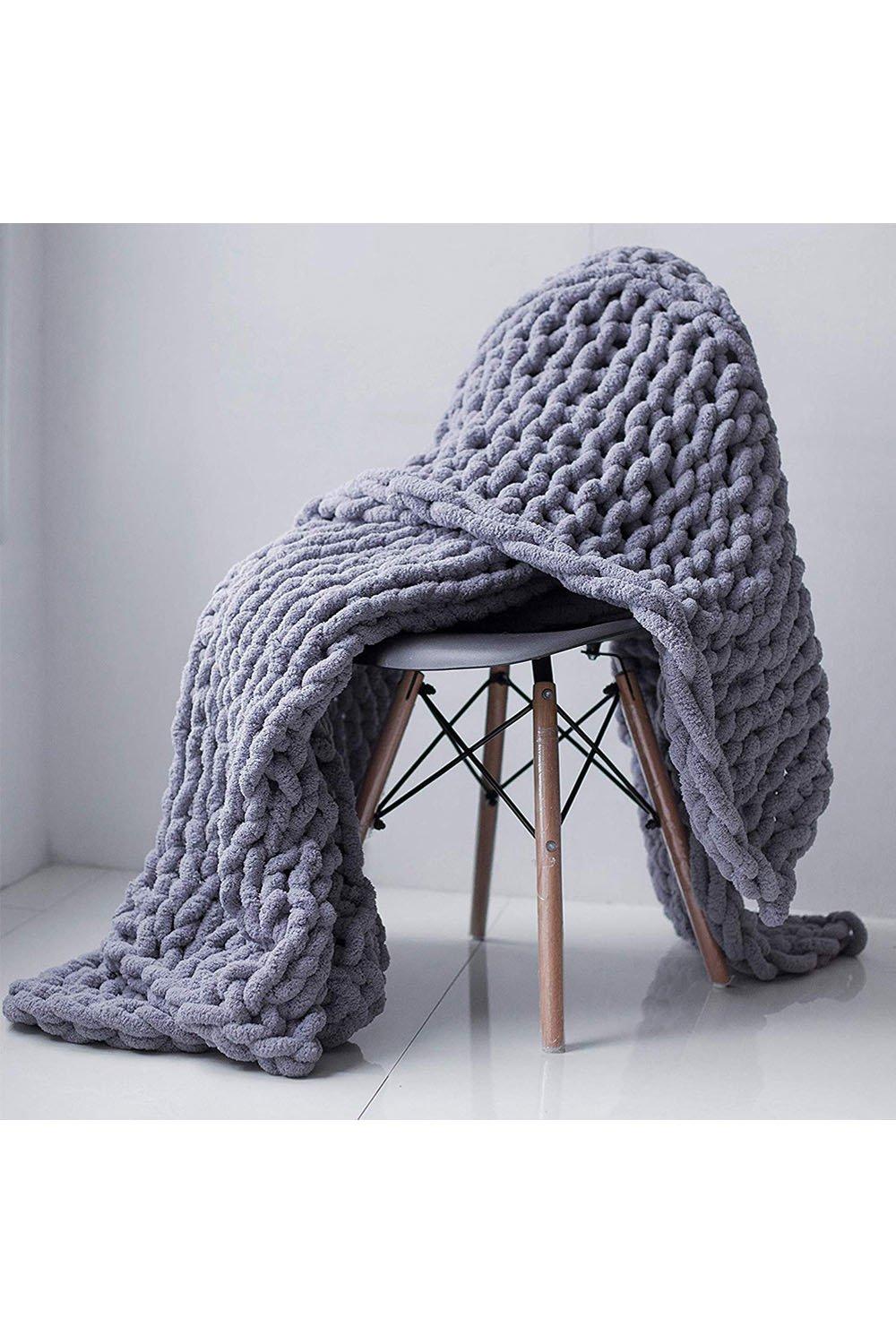 Soft Furnishings | Chunky Knit Throw Blanket 80x100cm | Living and Home