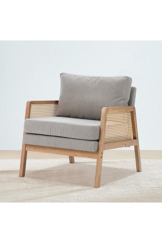 Living and Home Grey Cushioned Wood Armchair 1