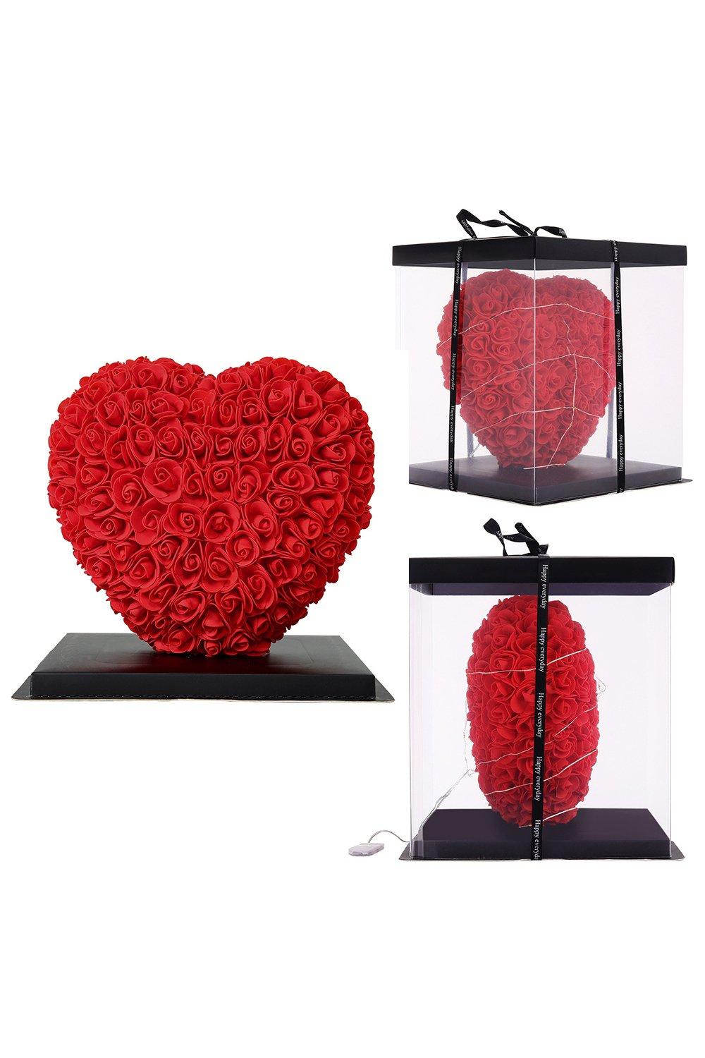 Rose Heart Gift Box with LED Lights for Valentine's Day