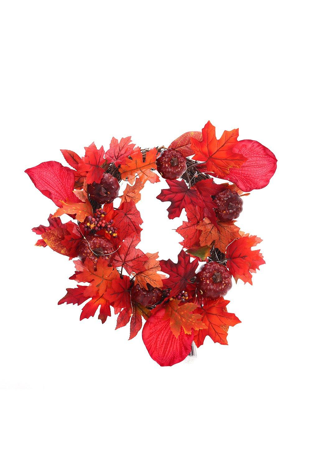 Halloween Thanksgiving Fall Maple Leaf Pumpkin Wreath Artificial Wreath Front Door Decoration