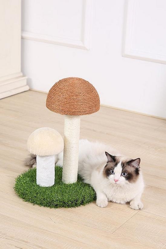 Living and Home Cat Scratching Post Natural Flax Mushroom Shape for Kittens 1