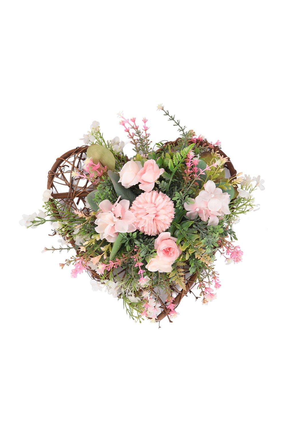 Rustic Assorted Flowers Heart-shaped Wreath Wedding Decoration