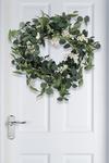 Living and Home D55cm Artificial Topiary Hanging Wreath Eucalyptus Leaf Decoration thumbnail 1